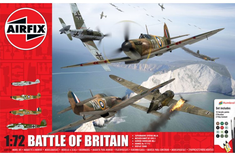 1:72 Airfix 50173A Battle of Britain - Spitfire - Messerschmitt - Hawker Hurricane - Heinkel - 4 Kits! - Geschenkset - Af50173a 1 - AF50173A