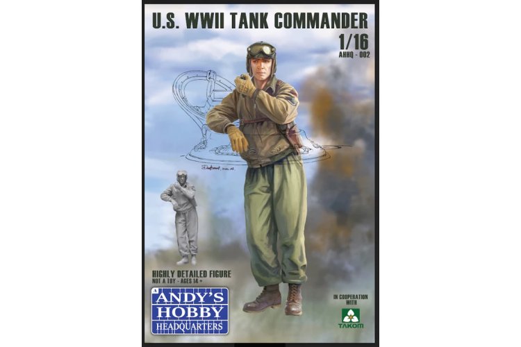 1:16 Andys Hobby Headquarters 002 U.S. WWII Tank Commander Figure - Ahhq002 1 - AHHQ002