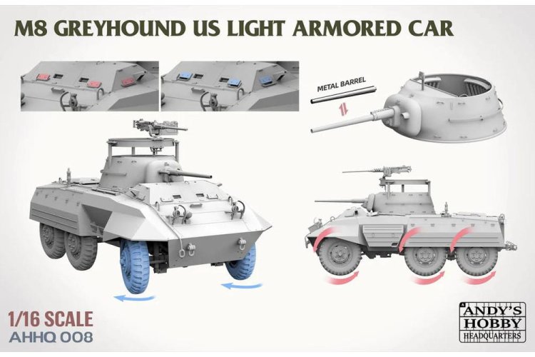1:16 Andys Hobby Headquarters 008 M8 Light Armored Car Greyhound - Ahhq008 6 - AHHQ008