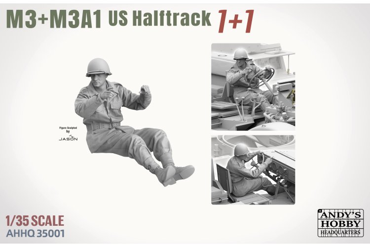 1:35 Andys Hobby Headquarters 35001 M3 / M3A1 Halftrack WWII - 2 Amerikaanse Voertuigen en 2 Figuren - Ahhq35001 7 - AHHQ35001