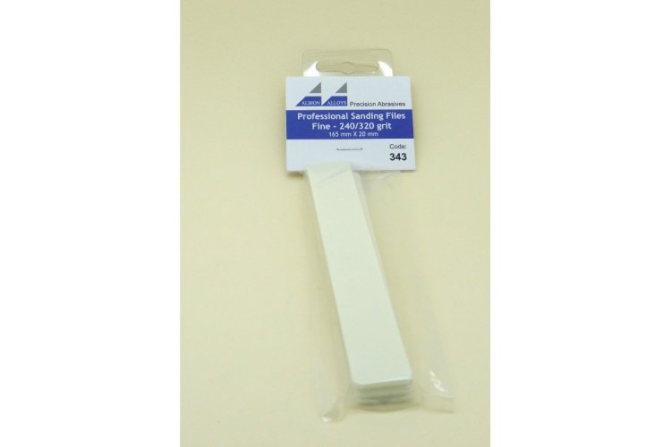 Albion Alloys 343 Professional Quality Sanding Files - Fine Grit 240/320 - White - Alb343 xs 1 - ALB343-XS