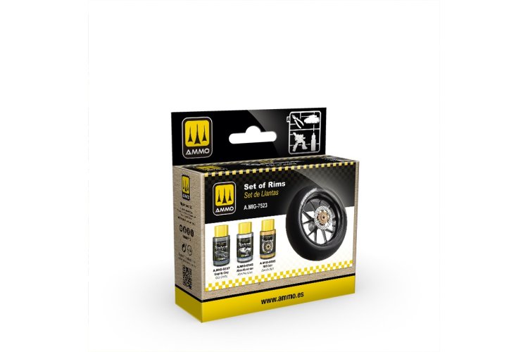 AMMO MIG 7523 Cobra Motor Paints - Velgen/Wielen Acryl Set 3x30ml - Amig 7523 - MIG7523