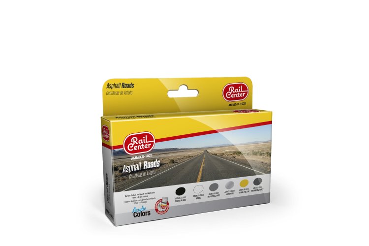 AMMO MIG R1025 Rail Center -Asphalt Roads - Acryl Set - Ammo r 1025 1500 1 - MIGR1025-XS