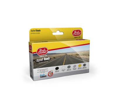 AMMO MIG R1025 Rail Center -Asphalt Roads - Acryl Set - Ammo r 1025 1500 - MIGR1025-XS