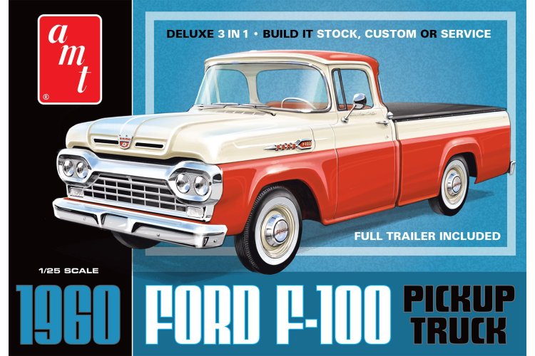 1:25 AMT 1407 1960 Ford F-100 with Trailer - American Car - Amt1407 1 - AMT1407