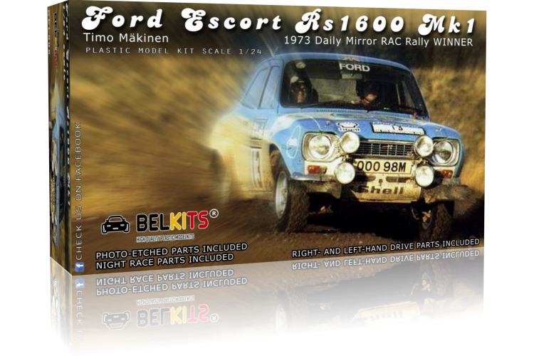 1:24 Belkits 006 Ford Escort RS1600 Mk1 - Timo Makinen 1973 Daily Mirror RAC Rally winner - Bel006 1 - BEL006