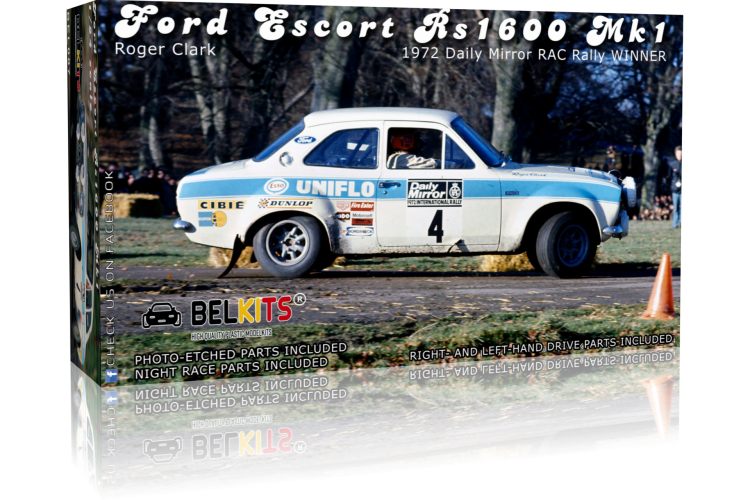 1:24 Belkits 007 Ford Escort RS1600 Mk1 - Roger Clark 1972 Daily Mirror RAC Rally winner - Bel007 1 - BEL007