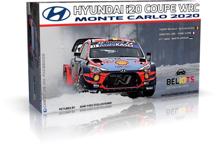 1:24 Belkits 021 Hyundai i20 Coupe WRC - Monte Carlo Rally 2020 - Zuid-Koreaanse Raceauto - Bel021 1 - BEL021
