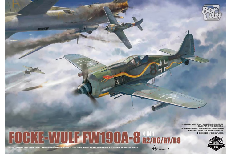 1:35 Border Model BF009 Focke-Wulf FW-190A-8 - 4 Bouwopties (R2; R6; R7; R8) - Propeller Vliegtuig - Bmbf009 - BMBF009