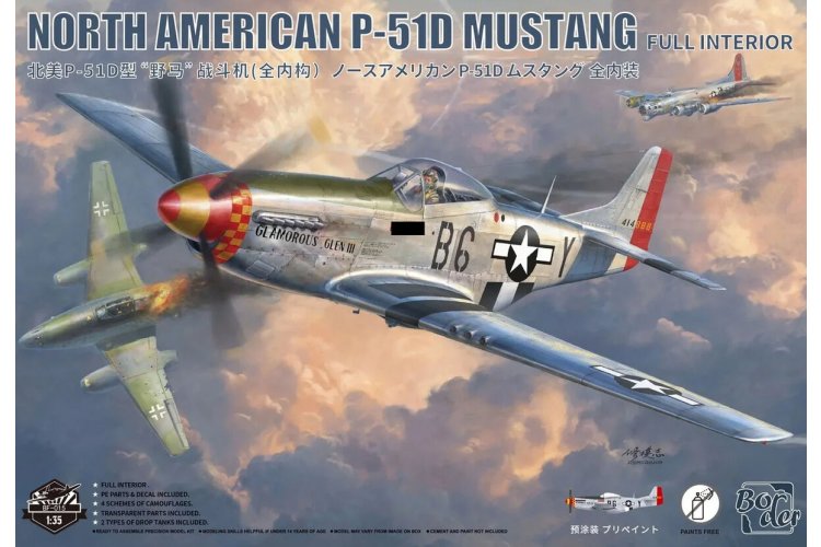 1:35 Border Model BF015 North American P-51D Mustang WWII met Volledige Interieur - Amerikaans Jachtvliegtuig - Bmbf015 1 - BMBF015
