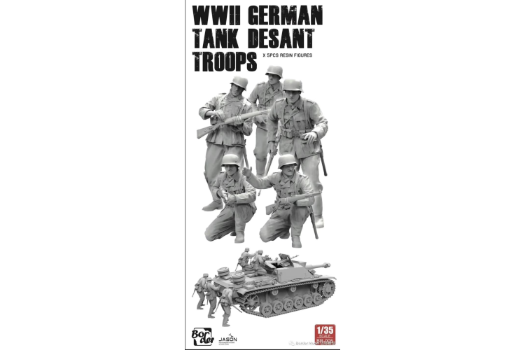 1:35 Border Model BR005 WWII German Tank Desant Troops - 5 Resin Figures - Bmbr005 1 - BMBR005