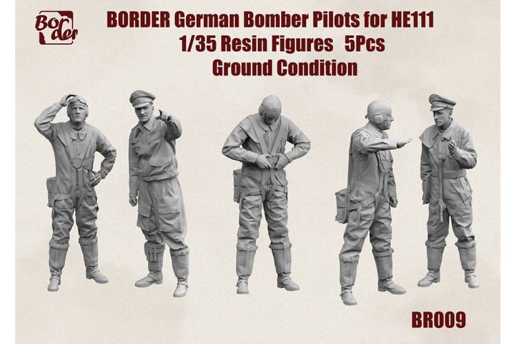 1:35 Border Model BR009 German Bomber Pilots for Heinkel He 111 WWII &ndash; Ground Crew &ndash; 5 Resin Figures - Bmbr009 1 - BMBR009