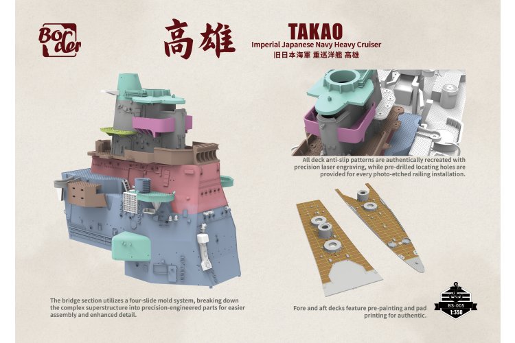 1:350 Border Model BS005 Zware Kruiser Takao WWII - Takao-klasse - Japans Oorlogsschip - Bmbs005 8 - BMBS005