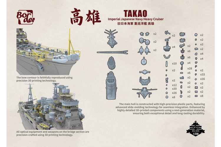 1:350 Border Model BS005 Zware Kruiser Takao WWII - Takao-klasse - Japans Oorlogsschip - Bmbs005 9 - BMBS005