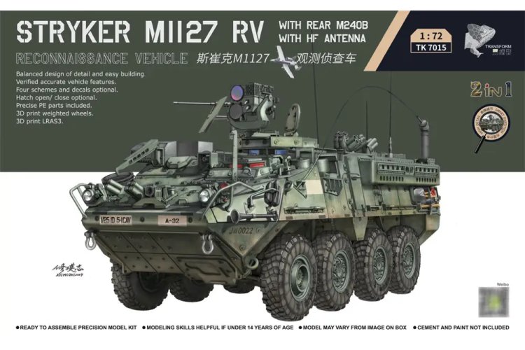 1:72 Border Model TK7015 M1127 Stryker RV with M240B Mounted & HF Antenna - American Reconnaissance Vehicle - Bmtk7015 1 - BMTK7015