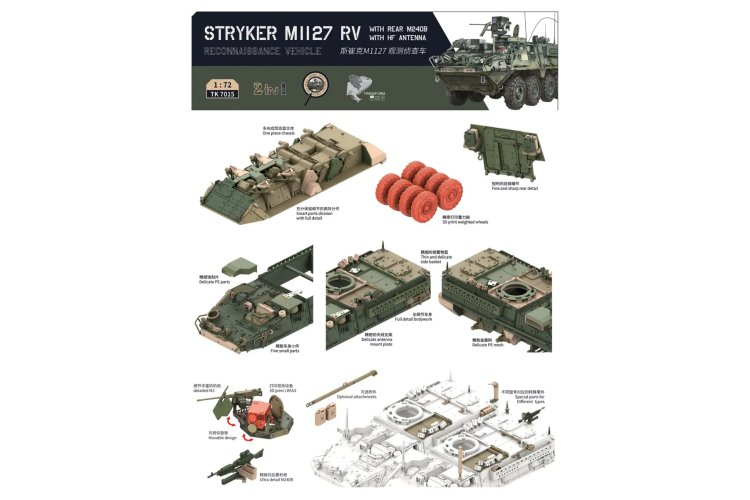 1:72 Border Model TK7015 M1127 Stryker RV with M240B Mounted & HF Antenna - American Reconnaissance Vehicle - Bmtk7015 4 - BMTK7015