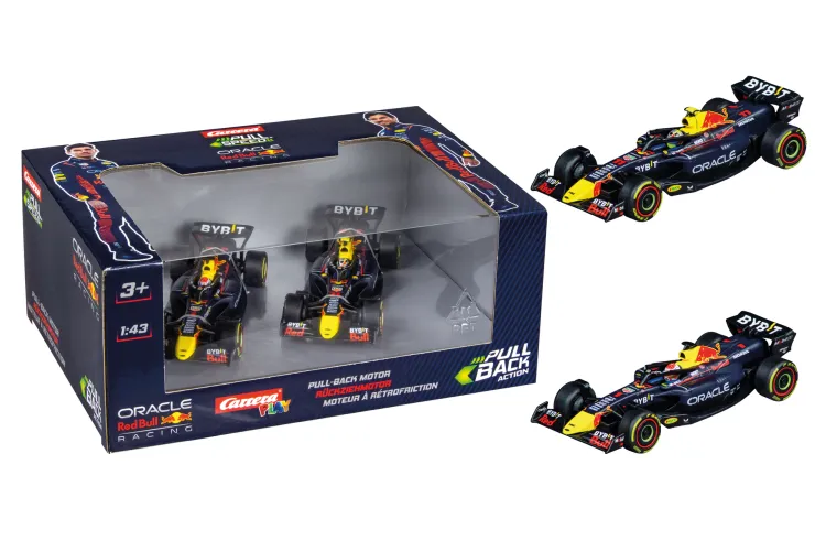 1:43 Carrera Red Bull Racing Formule 1 - Max Verstappen No.1 & Sergio Perez No.11 - Red Bull Oracle - Pull-Back Auto - Double Action Set - Car15813025 1 - CAR15813025
