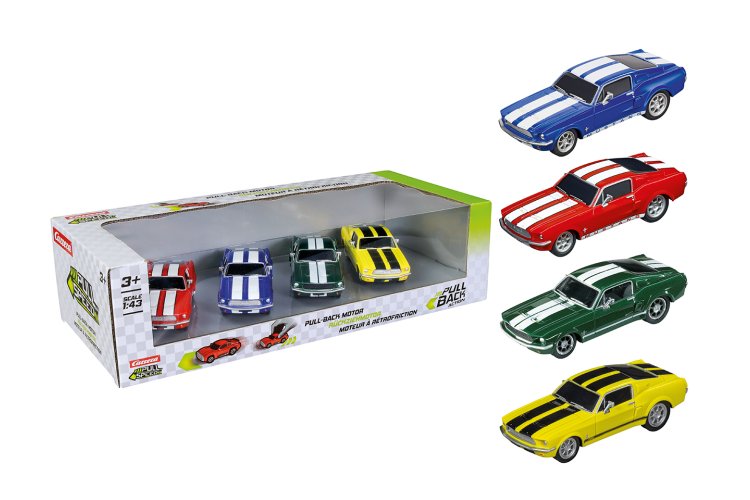 1:43 Carrera Pull and Speed - Ford Mustang '67 - Pull-Back Four Pack - Car15813031 1 - CAR15813031