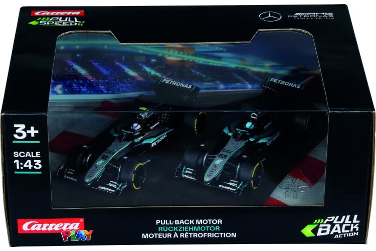 1:43 Carrera Pull & Speed &ndash; Mercedes-AMG PETRONAS Formula One Team &ndash; Russel vs. Antonelli - Pull-Back Twin Pack - Car15813036 5x - CAR15813036