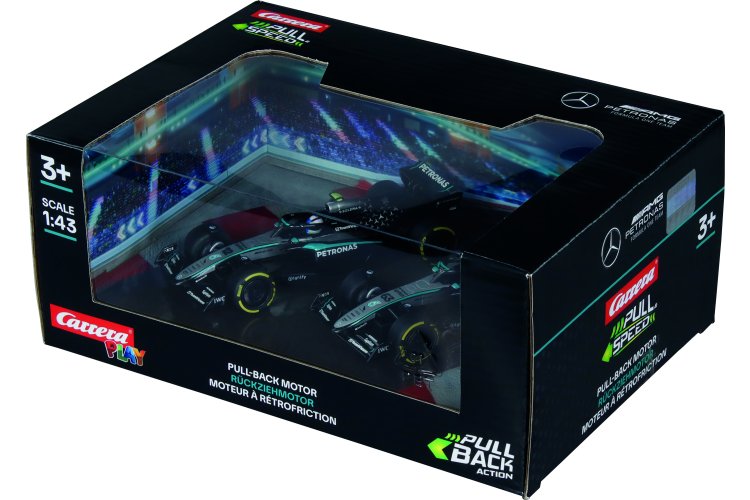1:43 Carrera Pull & Speed &ndash; Mercedes-AMG PETRONAS Formula One Team &ndash; Russel vs. Antonelli - Pull-Back Twin Pack - Car15813036 6x - CAR15813036