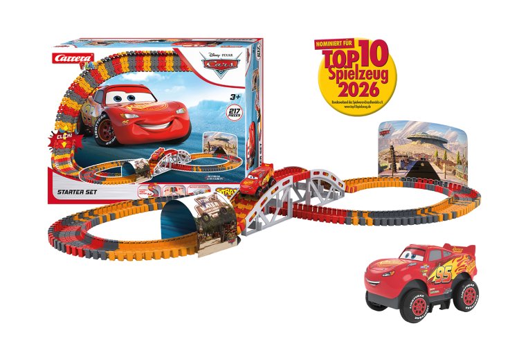 Carrera STRAX Disney Pixar Cars - Starter Set with Lightning McQueen - 217 Pieces - Build and Play Track - Car16161000 1 - CAR16161000