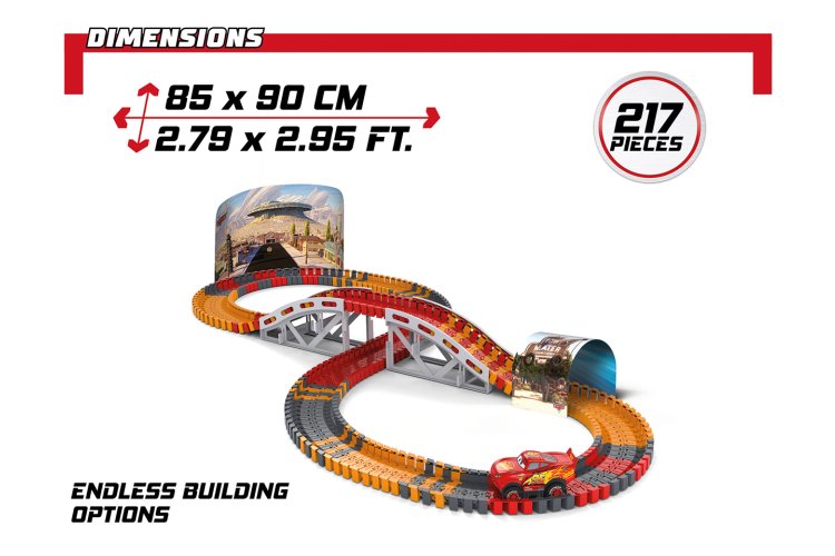 Carrera STRAX Disney Pixar Cars - Starter Set with Lightning McQueen - 217 Pieces - Build and Play Track - Car16161000 5 - CAR16161000
