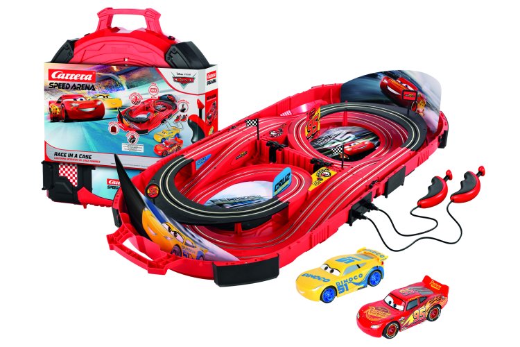 Carrera Speed Arena &ndash; Disney Pixar Cars &ndash; Suitcase Race Track &ndash; Lightning McQueen & Dinoco Cruz Ramirez &ndash; 2.77m Length - Car20016002 1 - CAR20016002