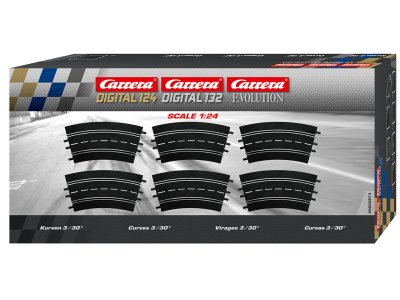 Carrera DIGITAL 124/132/Evolution - Uitbreidingsset Gebogen Railstukken 3/60&deg; - 6 Baanonderdelen - Car20020573 1 - CAR20020573