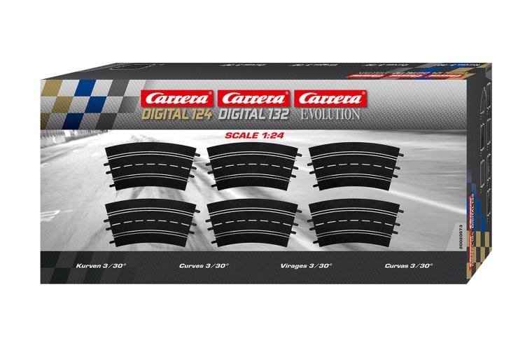 Carrera DIGITAL 124/132/Evolution &ndash; Extension Set Curved Track Sections 3/60&deg; &ndash; 6 Track Sections - Car20020573 1 - CAR20020573