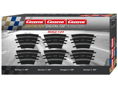 Carrera DIGITAL 124/132/Evolution - Uitbreidingsset Gebogen Railstukken 1/30&deg; - 6 Baanonderdelen - Car20020577 1 - CAR20020577