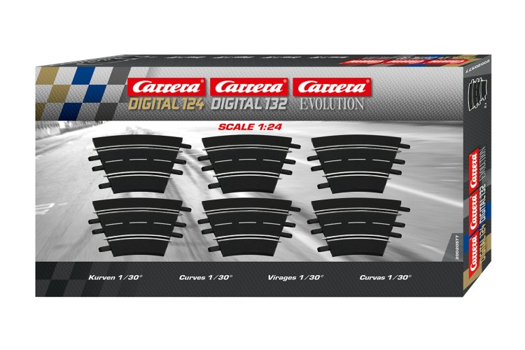 Carrera DIGITAL 124/132/Evolution - Uitbreidingsset Gebogen Railstukken 1/30&deg; - 6 Baanonderdelen - Car20020577 1 - CAR20020577
