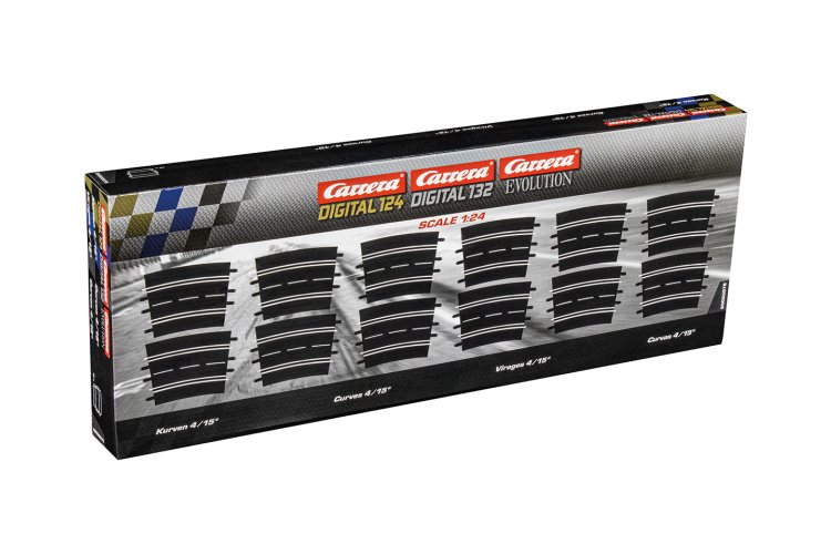 Carrera DIGITAL 124/132/Evolution - Uitbreidingsset Gebogen Railstukken 4/15&deg; - 12 Baanonderdelen - Car20020578 1 - CAR20020578
