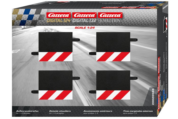 Carrera DIGITAL 124/132/Evolution - Uitbreidingsset Kerbstenen voor 1/3 Rechte Baanstukken - 4 Onderdelen - Car20020588 1 - CAR20020588