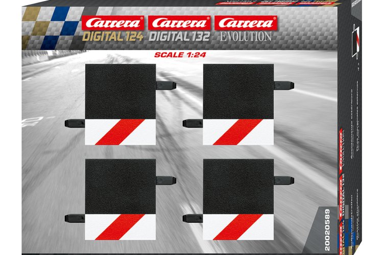 Carrera DIGITAL 124/132/Evolution - Uitbreidingsset Kerbstenen voor 1/4 Rechte Baanstukken - 4 Onderdelen - Car20020589 1 - CAR20020589