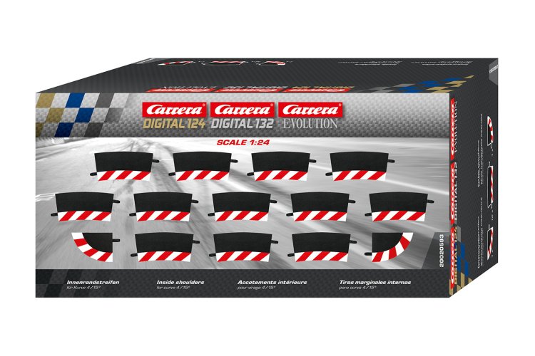 Carrera DIGITAL 124/132/Evolution - Uitbreidingsset Binnenste Randstrips voor 4/15&deg; Bochten - 12 Onderdelen - Car20020593 1 - CAR20020593