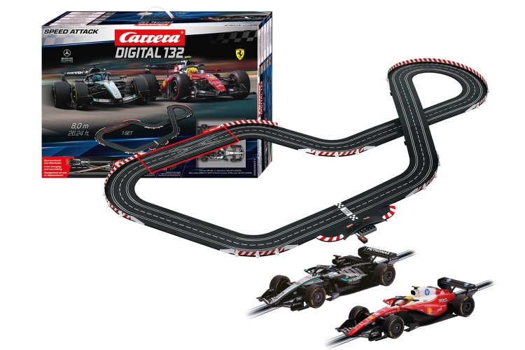 Carrera DIGITAL 132 - Speed Attack - Ferrari SF-26 L. Hamilton No.44 vs. Mercedes-AMG W17 G. Russell No.63 - Race Track 8 m - Car20030051 1 - CAR20030051