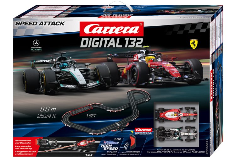 Carrera DIGITAL 132 - Speed Attack - Ferrari SF-26 L. Hamilton No.44 vs. Mercedes-AMG W17 G. Russell No.63 - Race Track 8 m - Car20030051 14 - CAR20030051