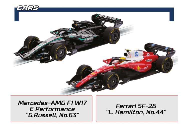 Carrera DIGITAL 132 - Speed Attack - Ferrari SF-26 L. Hamilton No.44 vs. Mercedes-AMG W17 G. Russell No.63 - Race Track 8 m - Car20030051 4 - CAR20030051