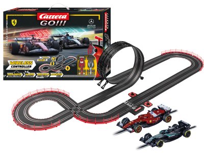 Carrera GO!!! - Formula Track Attack - McLaren L. Norris No.4 vs. Mercedes-AMG W16 G. Russell No.63 - Race Track 5.3 m - Car20062617 1 - CAR20062617