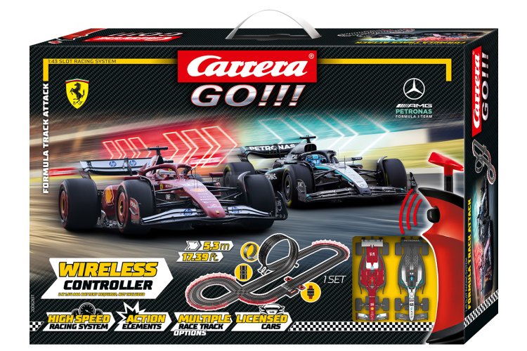 Carrera GO!!! - Formula Track Attack - McLaren L. Norris No.4 vs. Mercedes-AMG W16 G. Russell No.63 - Race Track 5.3 m - Car20062617 13 - CAR20062617