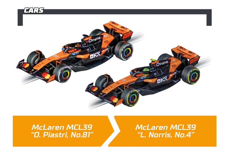 Carrera GO!!! McLaren Racing - MCL39 L. Norris No.4 2025 vs. MCL39 O. Piastri No.81 2025 - Race Track 5.3 m - Car20062623 4 - CAR20062623