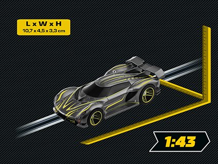 1:43 Carrera GO!!! Hypercar Anthracite Neon Yellow - Car20064288 2 - CAR20064288