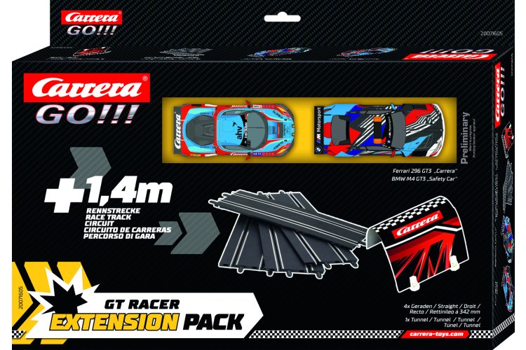 1:43 Carrera GO!!! GT Racer Uitbreidingsset - BMW M4 GT3 vs. Ferrari 296 GT3 - 1,4m. Racebaan - 5 Baandelen - Car20071605 1 - CAR20071605