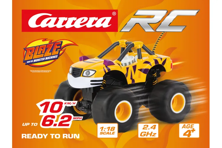 1:18 Carrera RC Car Blaze and the Monster Machines - Stripes B/O - Yellow - 2.4GHz - Car370180016 10 - CAR370180016