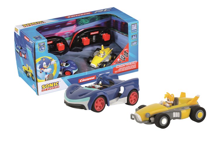 Carrera RC Auto Mini - Team Sonic Racing - Sonic vs. Tails - Twin Pack - Schaal 1:43 - 7,5cm - 2,4GHz - Car370430024 1x - CAR370430024