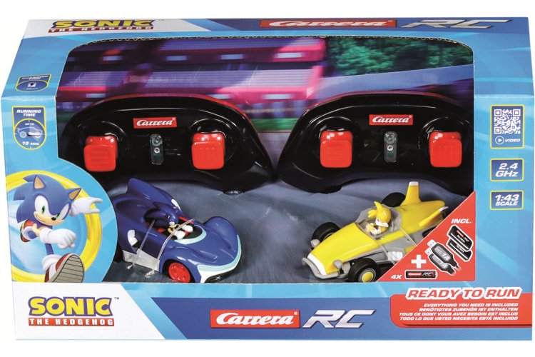 Carrera RC Auto Mini - Team Sonic Racing - Sonic vs. Tails - Twin Pack - Schaal 1:43 - 7,5cm - 2,4GHz - Car370430024 3 - CAR370430024