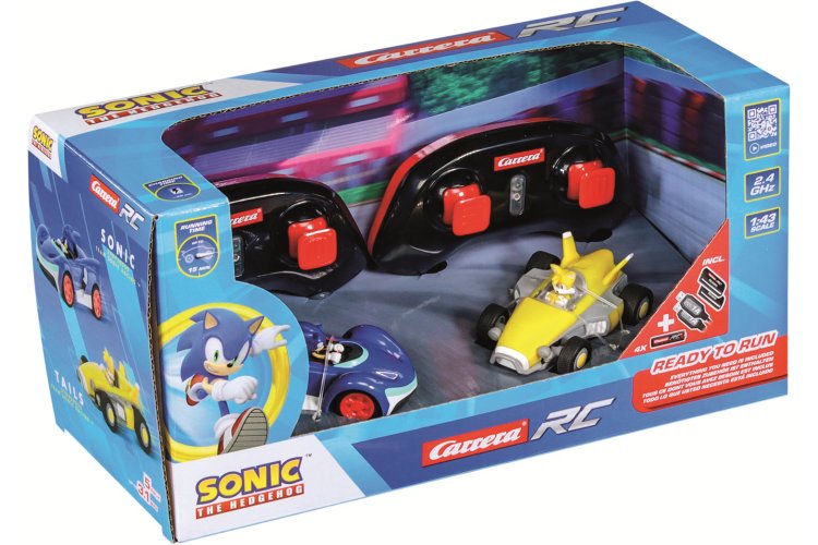 Carrera RC Auto Mini - Team Sonic Racing - Sonic vs. Tails - Twin Pack - Schaal 1:43 - 7,5cm - 2,4GHz - Car370430024 4 - CAR370430024