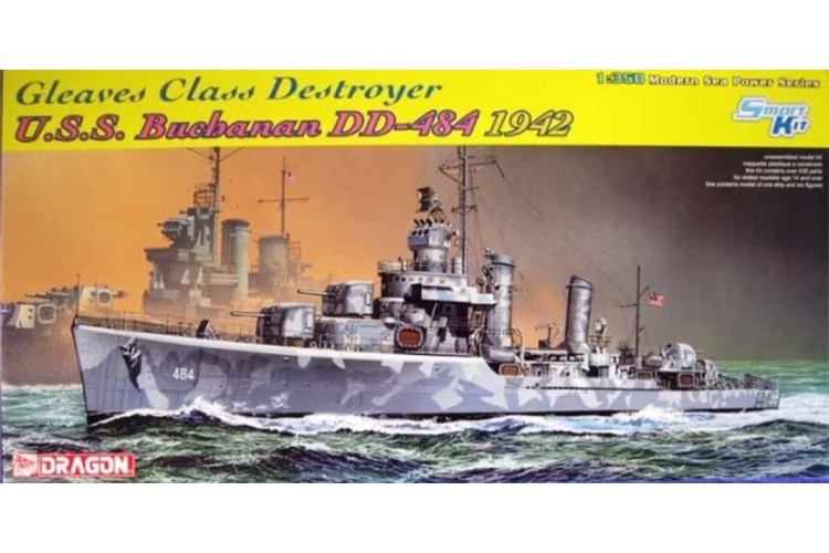 1:350 Dragon 1021 Gleaves Class Destroyer U.S.S. Buchanan DD-484 - 1942 - Drg1021 1 - DRG1021