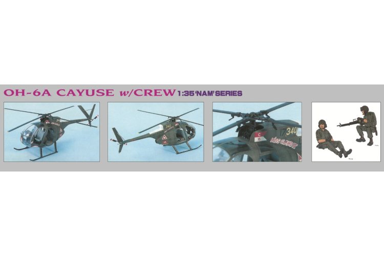 1:35 Dragon 3310 Hughes 500 OH-6A met Crew - Vietnamoorlog - Helikopter met Figuren - Drg3310 3 - DRG3310