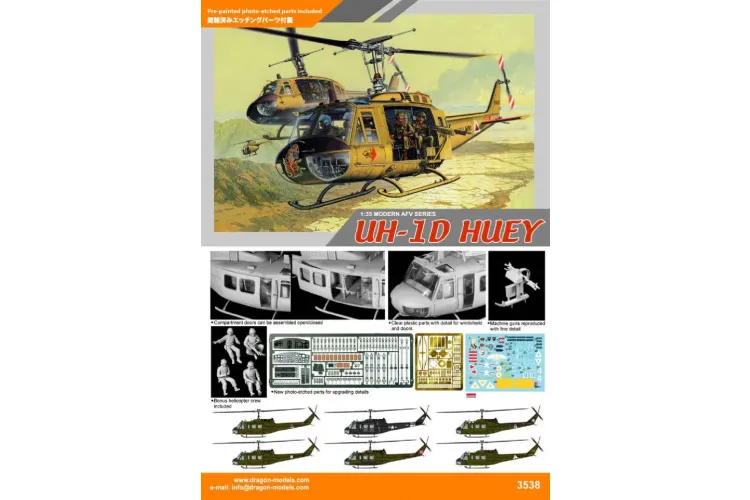 1:35 Dragon 3538 Bell UH-1 Iroquois - Bell UH-1D Huey - Helikopter - Drg3538 2 - DRG3538